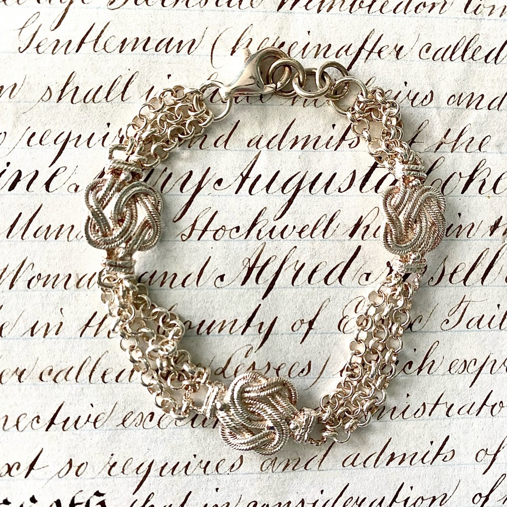 Stunning Italian Sterling Silver 925 Knot Chain Bracelet
